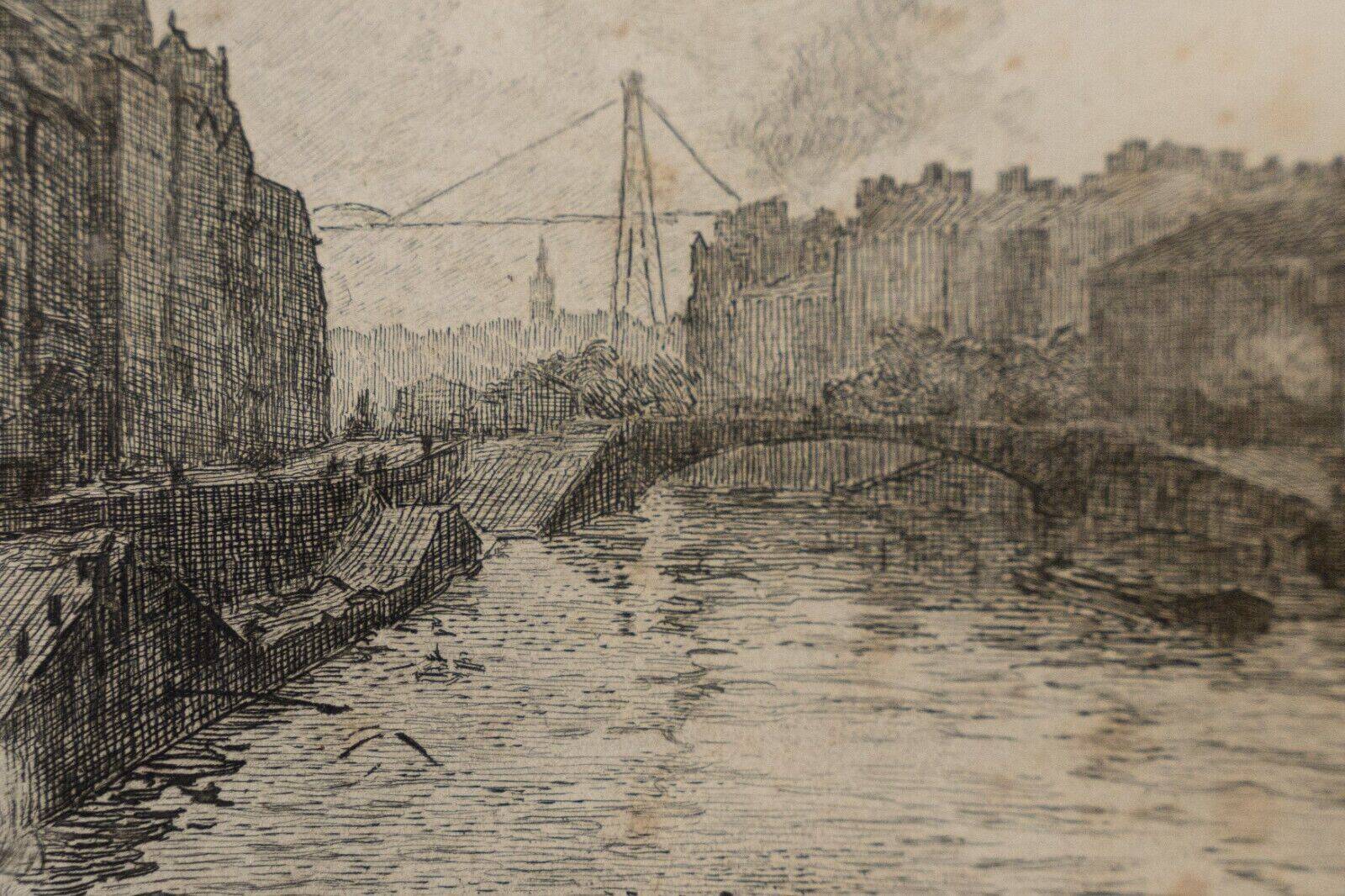 Engraving René Pinard Arms of the stock exchange of the Pont de la fishmonger Nantes
