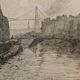 Engraving René Pinard Arms of the stock exchange of the Pont de la fishmonger Nantes