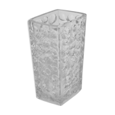Textured vintage glass vase, 21 cm