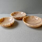 Set of 3 cups, empty pink agate pocket, 70s