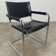 Black and chrome leather cantilever armchair