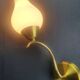 Pair of vintage wall sconces in gilded brass and opaline glass from the 1950s.
