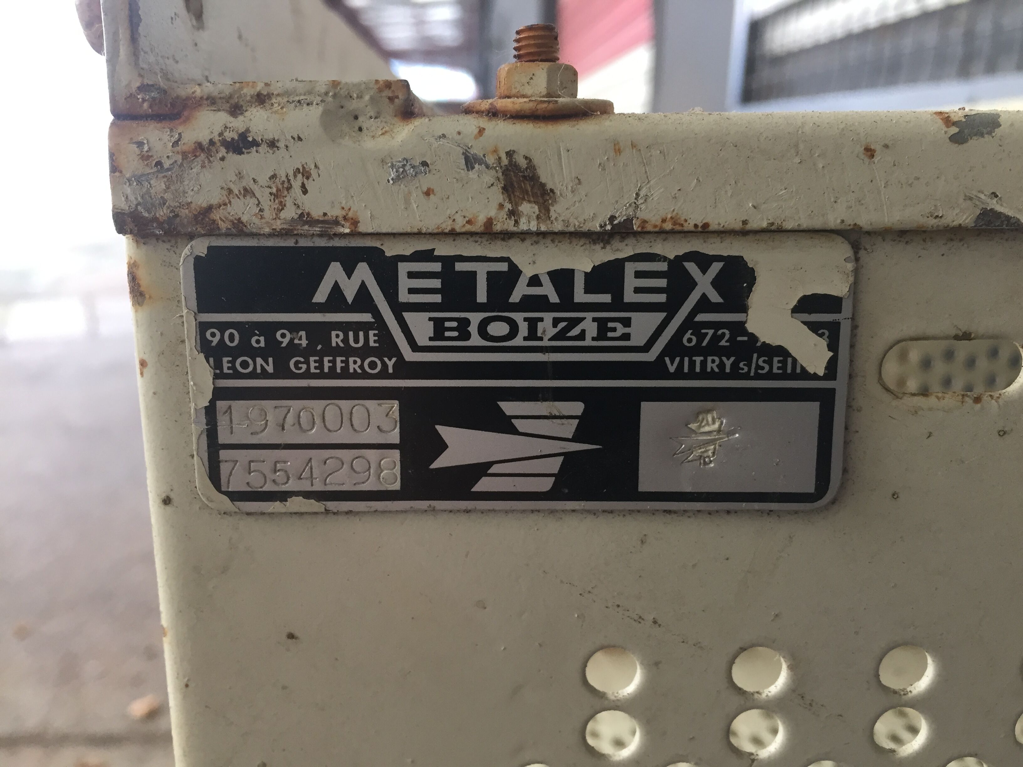1970 postal sorting locker, perforated tole manufactured by Metalex