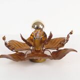 Unusual Italian Florentine gilt 'Wisteria' wall lamp by Masca
