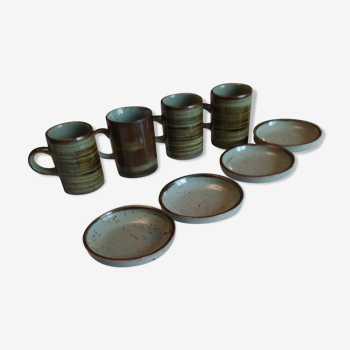 Lot of 4 vintage glazed stoneware coffee mugs