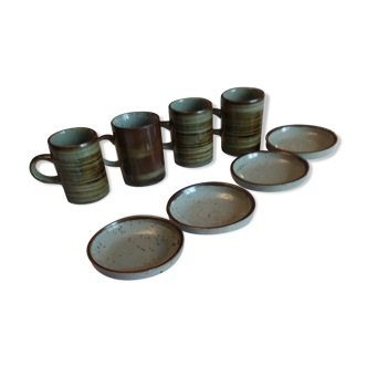 Lot of 4 vintage glazed stoneware coffee mugs