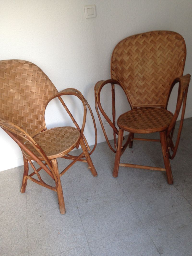 Paire De Fauteuils En Chataignier Dordogne Annees 60 Bon Etat Selency
