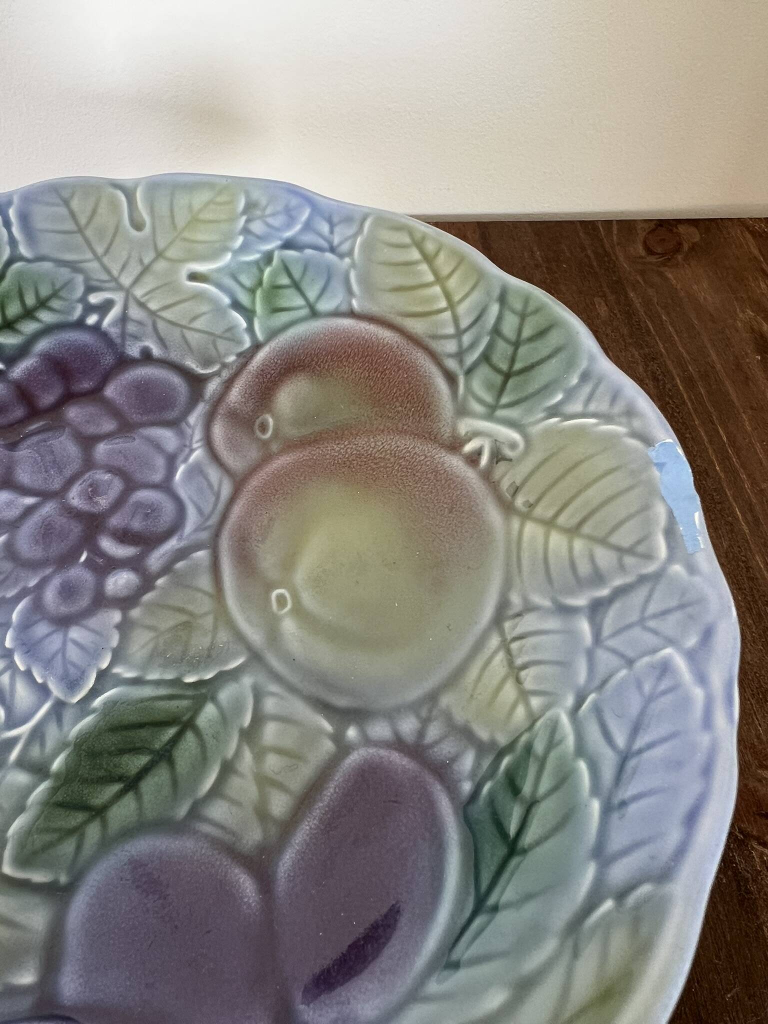 Blue slipware fruit bowl