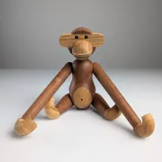 Large two-tone wooden monkey figure by Kay Bojesen, Danish design from the 20th century