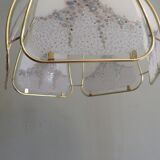 Gold metal pendant lamp and Murano glass panels by Eglo Leuchten Austria 1970