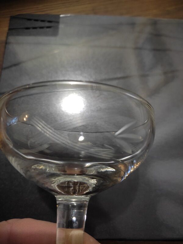 Champagne glasses chopped grapes