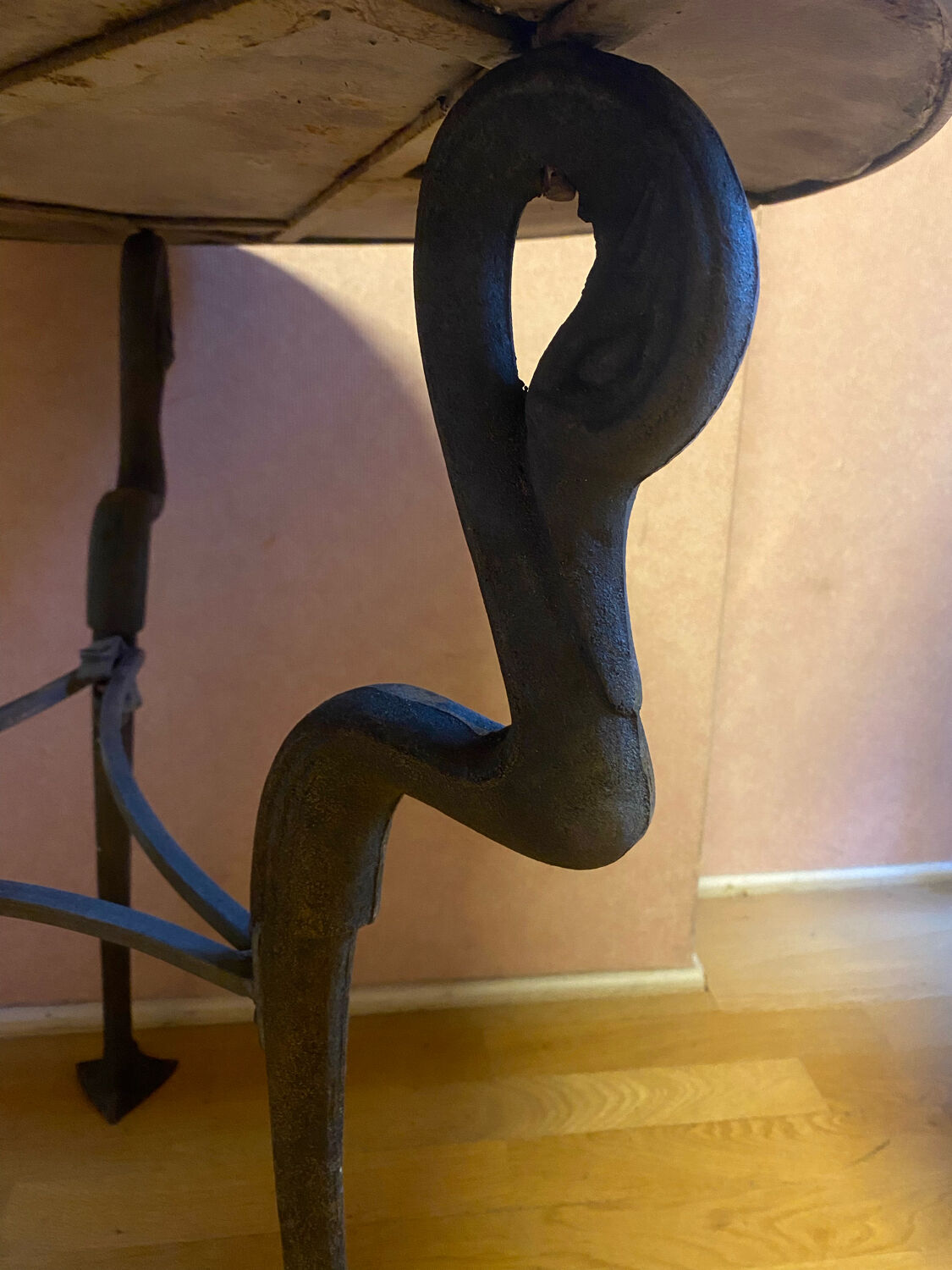 Mosaic garden table, gooseneck legs
