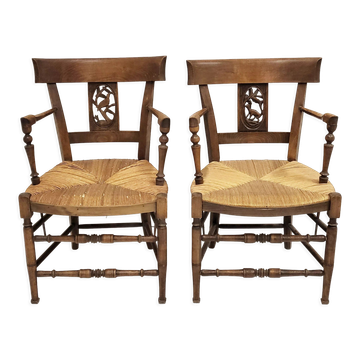 Paire de fauteuils landais 1900 vintage
