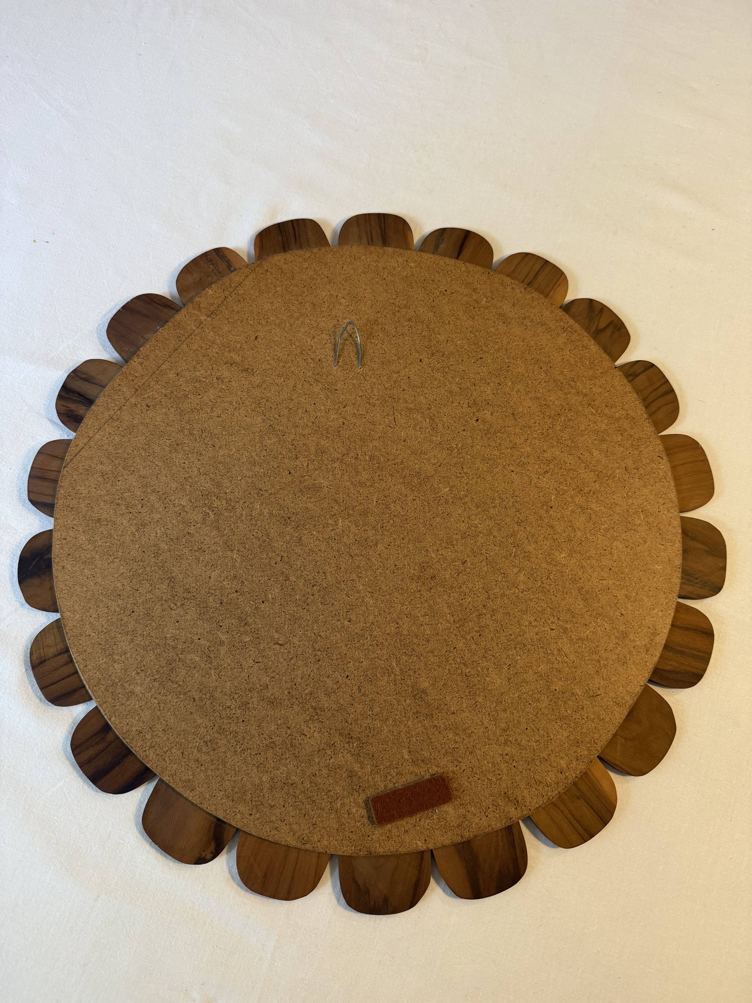 Miroir soleil fleur en bois, style vintage