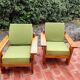 Pair of vintage brutalist armchairs in solid pine from the 80s DLG Regain