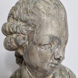 Bust of a young aristocrat in reconstructed stone, old stone patina, 32 cm