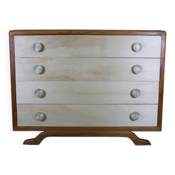Elegant cassettiera in wood, restored, Italia 1950s, in good conditions