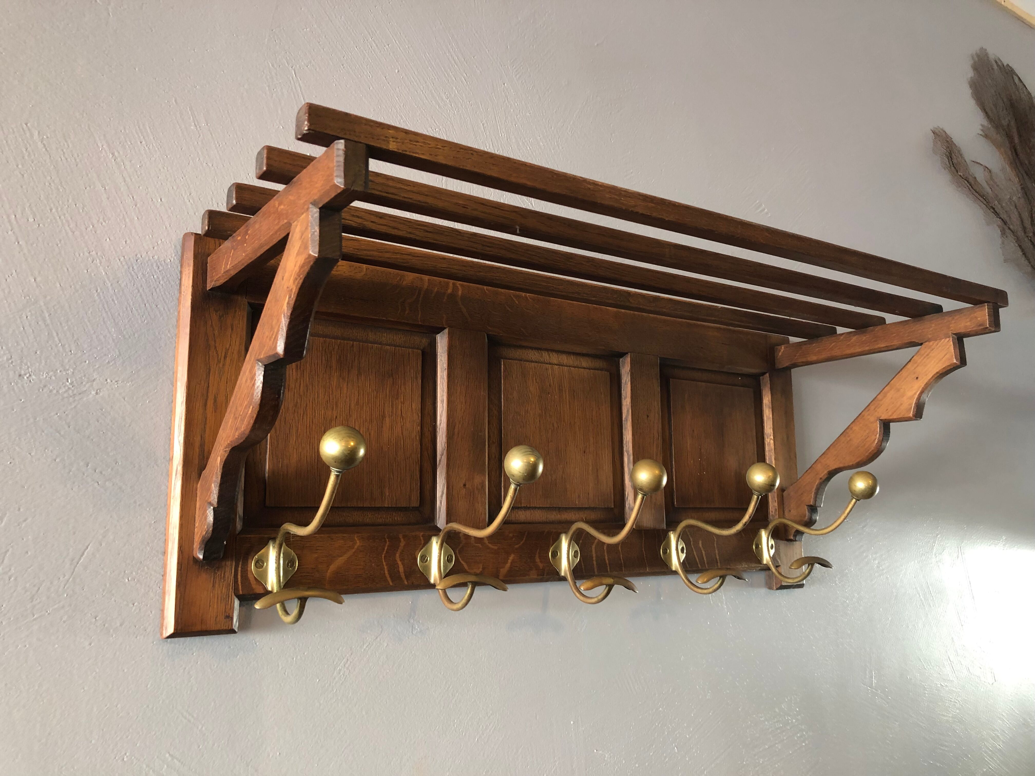 Solid oak coat rack, 30s/40s