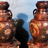 2 Japan XIXth century bronze vases