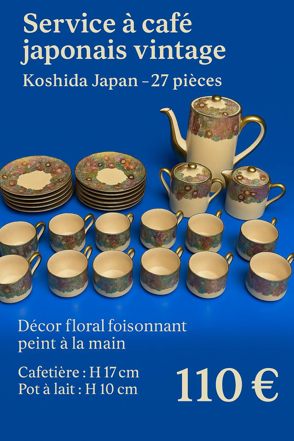 Service à café japonais vintage – Koshida Japan – 27 pièces