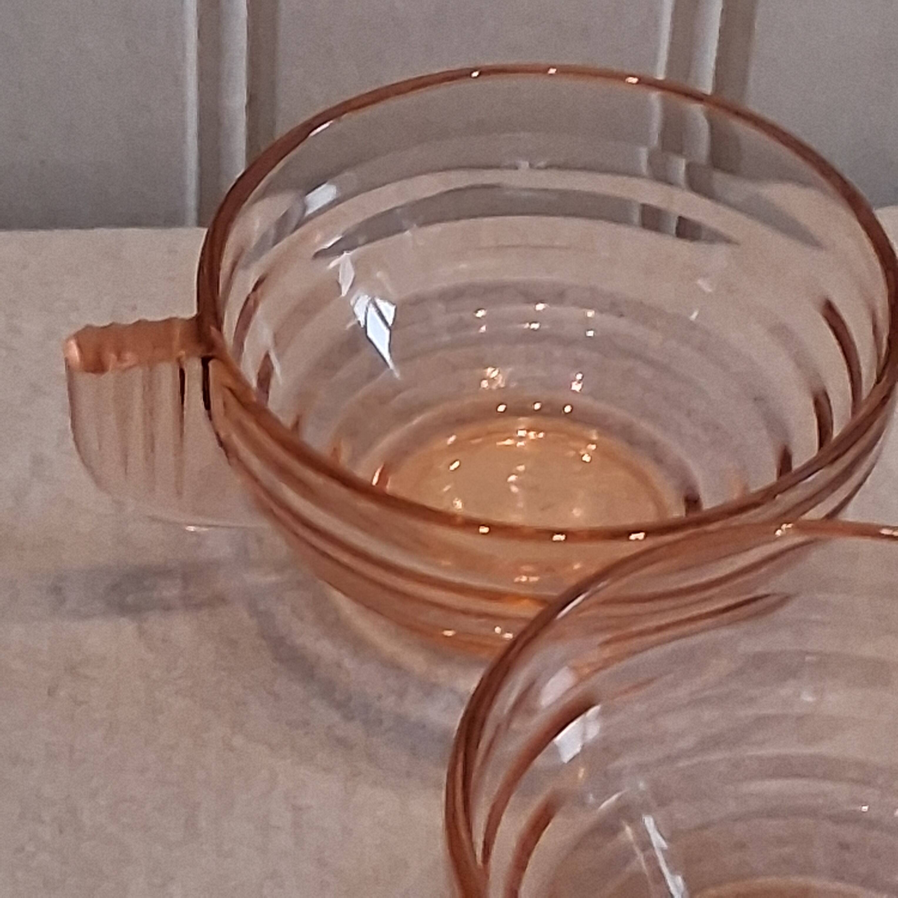 Set of 6 pink glass cups in very good condition.