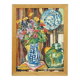 Impressionist still life oil on panel flowers goldfish Alexander Michael 1975