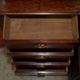 Victorian library mahogany frame embossed leather