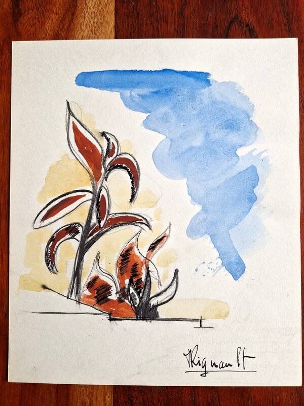 M. Rignault - Aquarelle sur papier - Fleurs - Signée en bas à droite