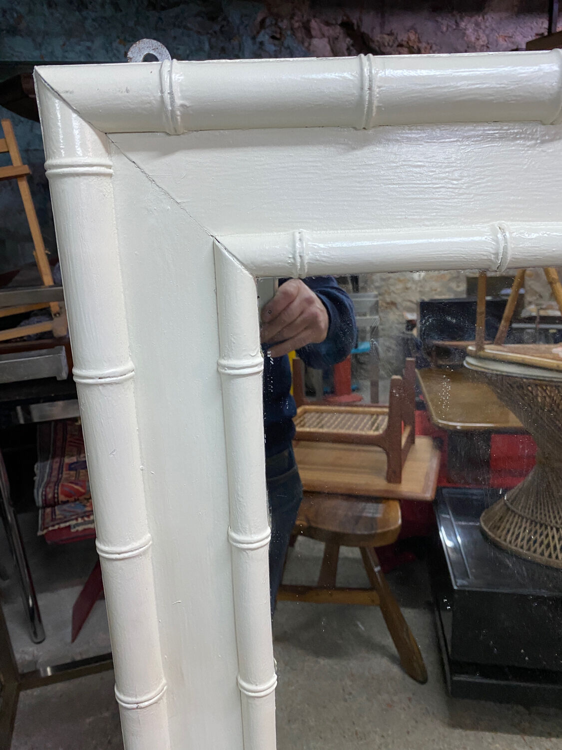 Wooden and bamboo mirror