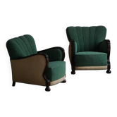 Paire de fauteuils lounge Art déco, fabriqués par un ébéniste danois, années 1940
