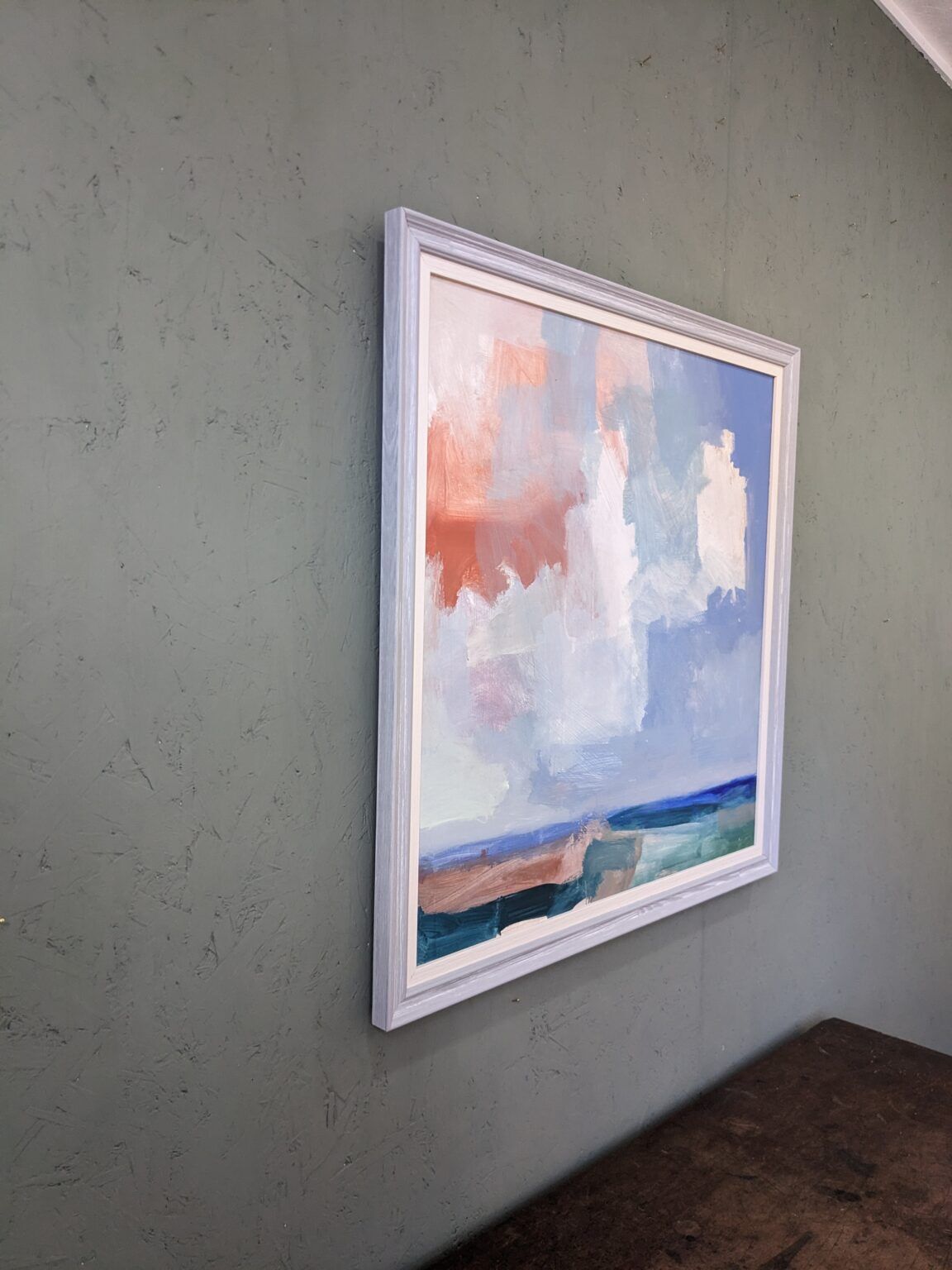 Contemporary "Summer Clouds" Abstract Seascape by British Artist Ian Mood, Framed Oil Painting