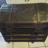 Leather travel trunk