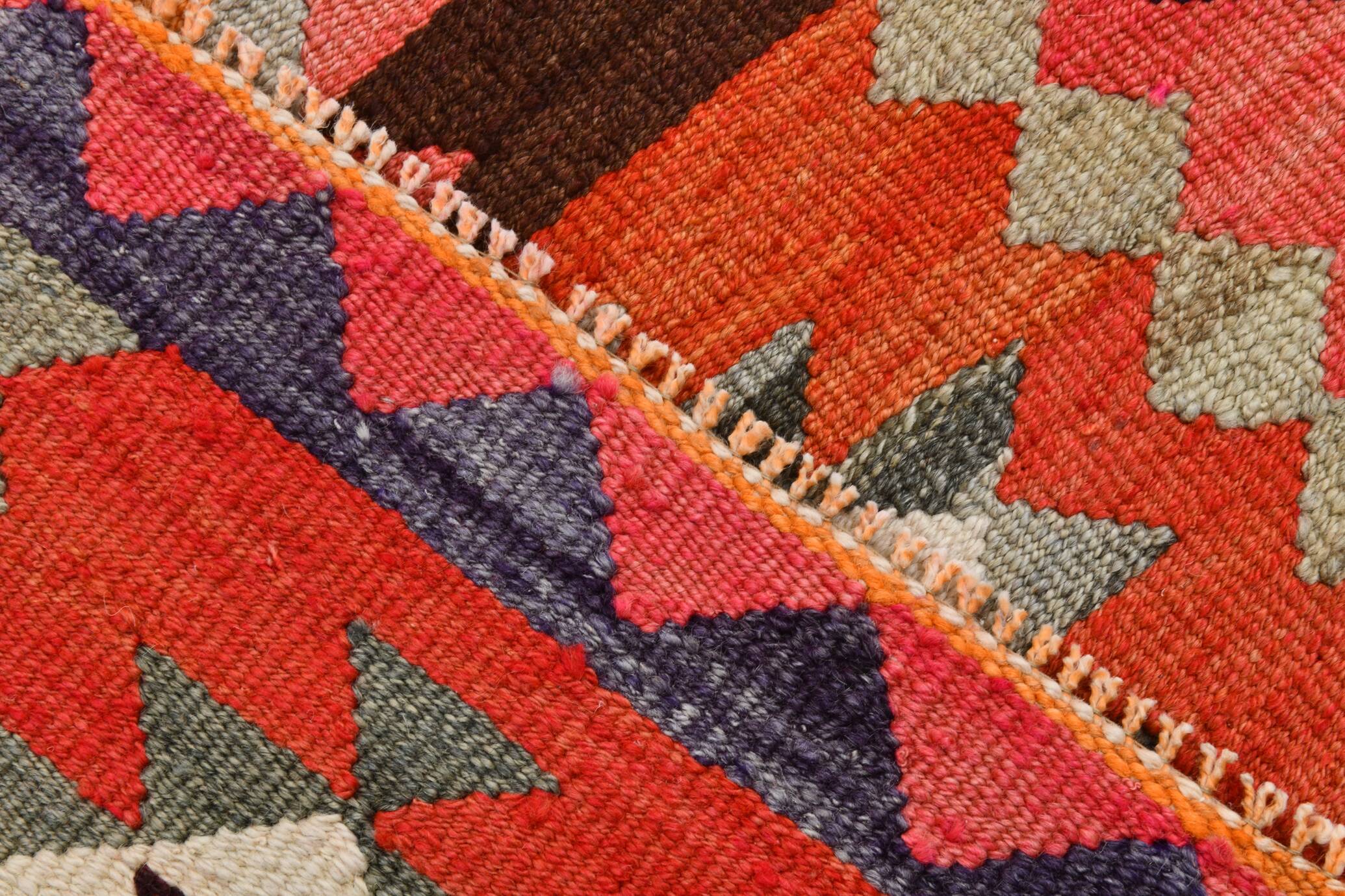 3x11 Orange Tribal Kilim Runner Rug 93x330Cm