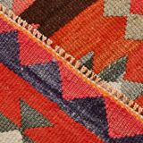 3x11 Orange Tribal Kilim Runner Rug 93x330Cm