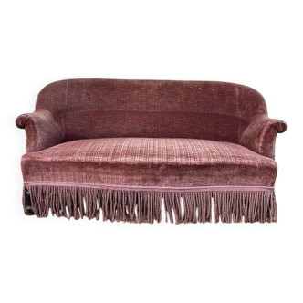 Canapé - Banquette Crapaud époque Napoléon III velours rose