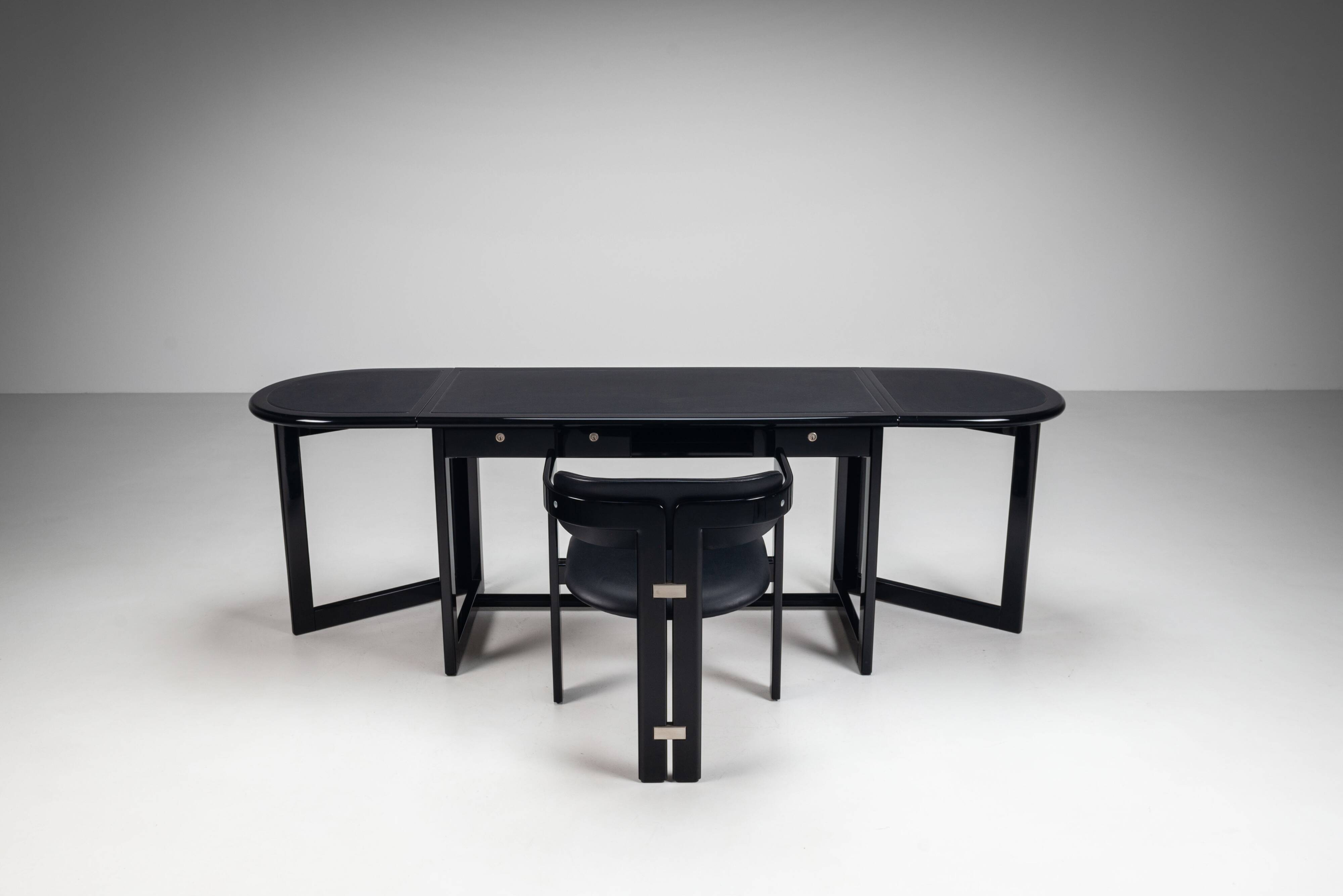 Augusto Savini rare drop leaf desk with Pamplona chair for Pozzi Italy