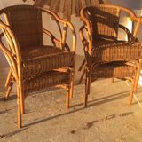 Pair of rattan armchairs