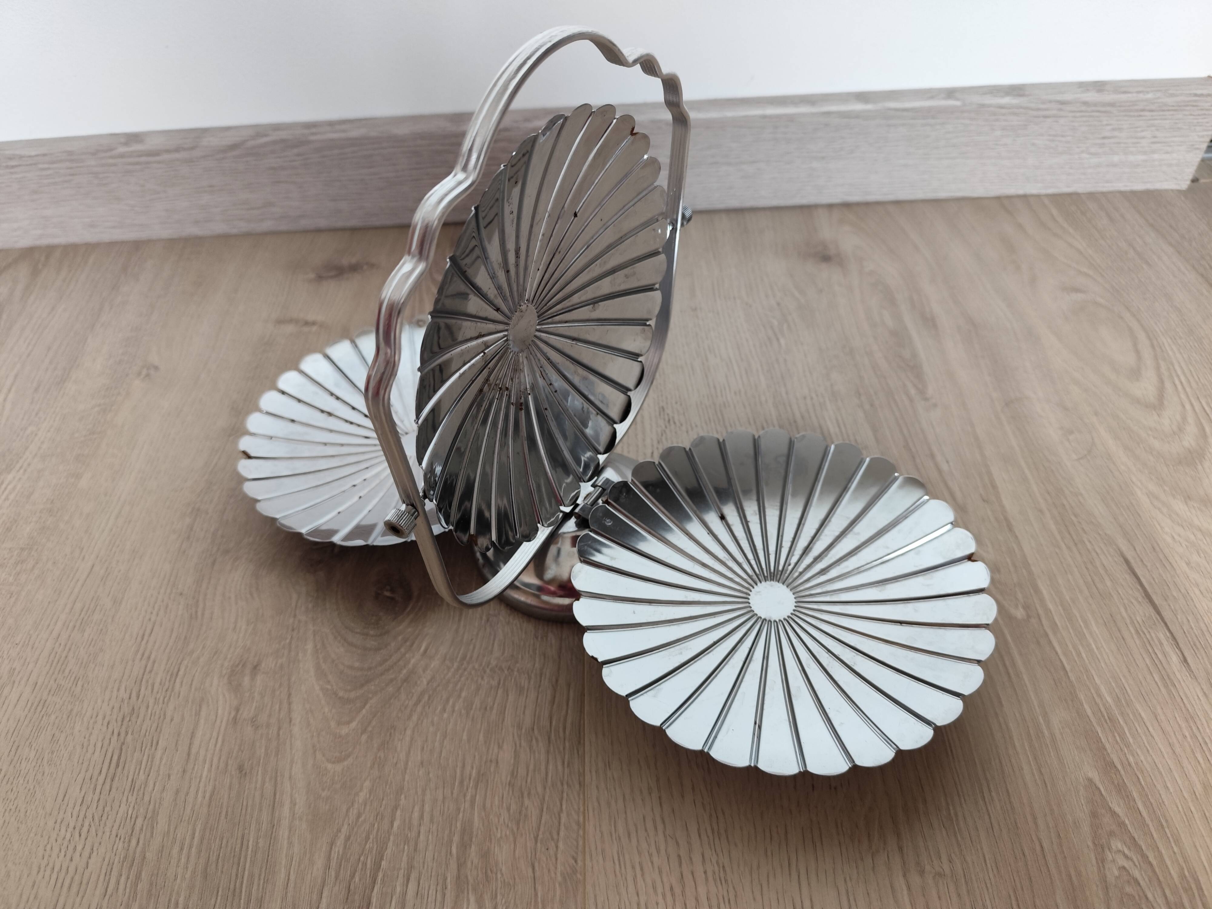 Vintage chrome-plated metal display stand for appetizers and petits fours