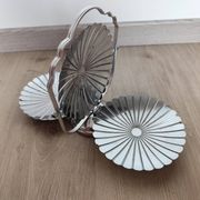 Vintage chrome-plated metal display stand for appetizers and petits fours