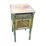 Small old walnut bedside table With drawer and knocking door.