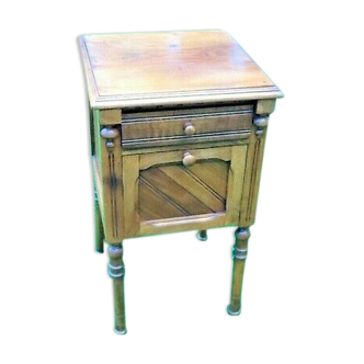 Small old walnut bedside table With drawer and knocking door.
