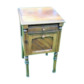 Small old walnut bedside table With drawer and knocking door.