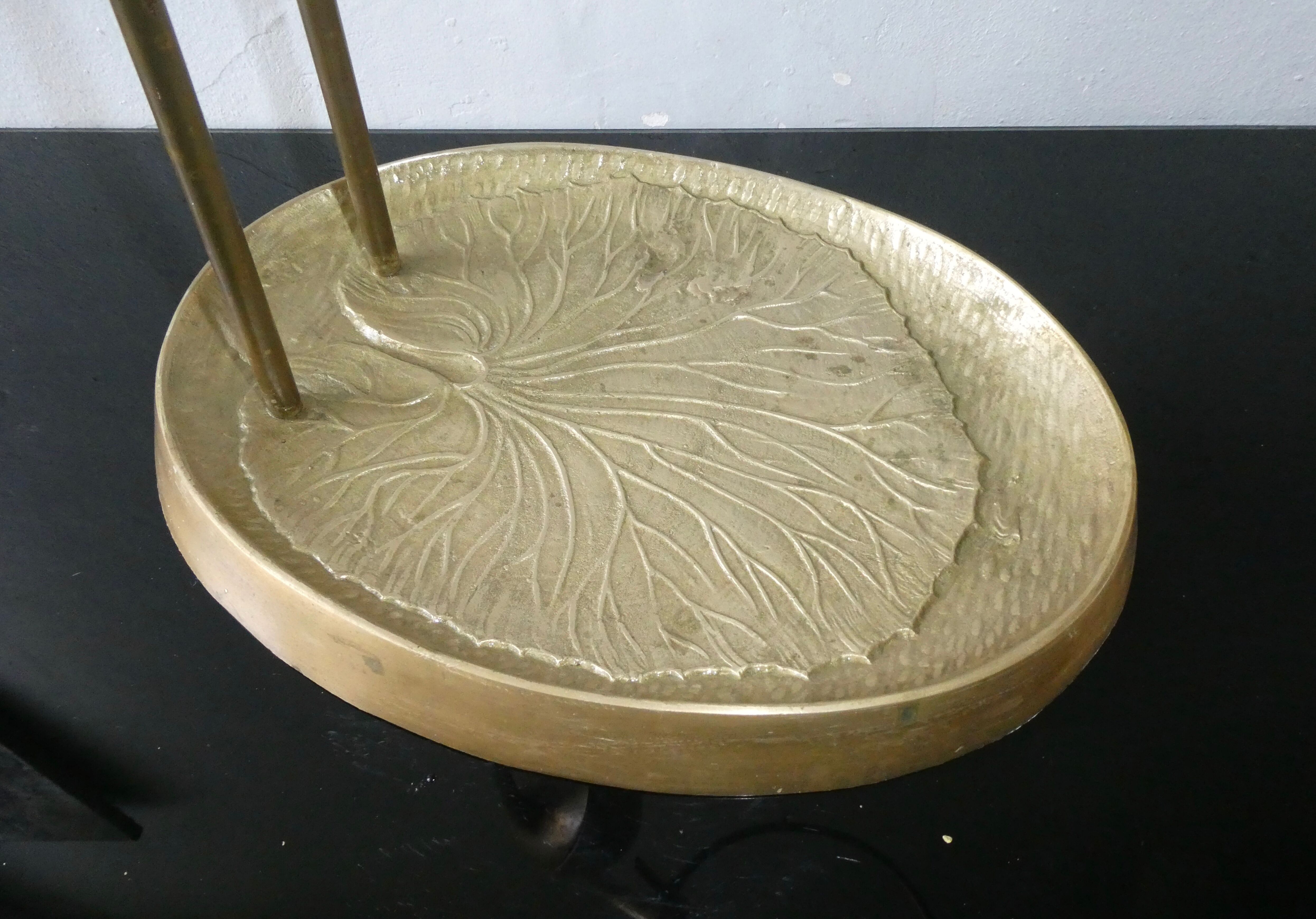 Stilt umbrella holder, brass heron, 70s