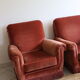 Paire de fauteuils bergères roses
