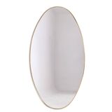 Oval shaped mirror set with a gilded brass rod. 1970s.