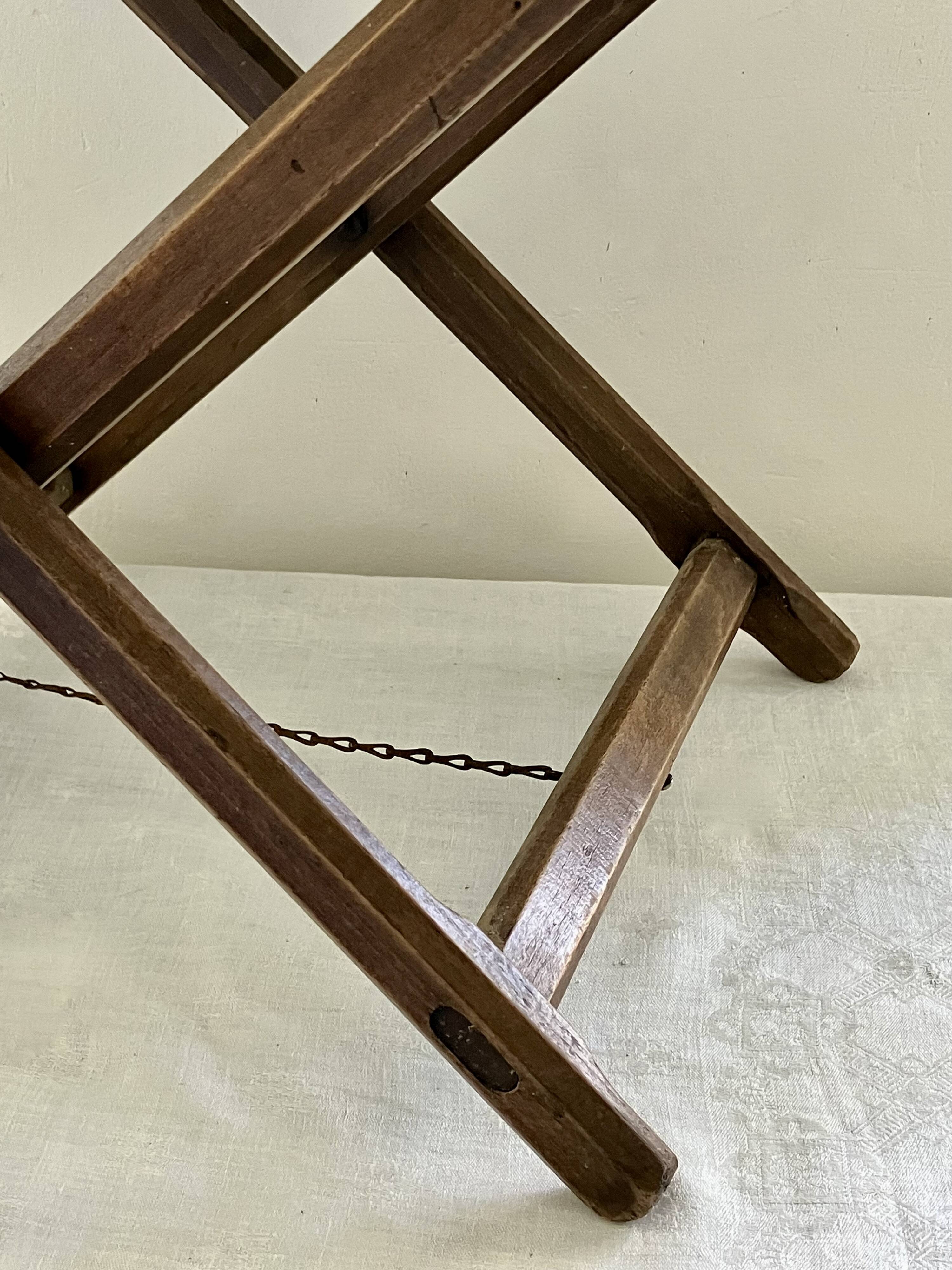 Folding stool, wood and canvas seat