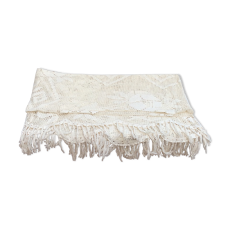 Hand embroidered bed cover with vintage crochet dimension: width -180cm- height -230cm-