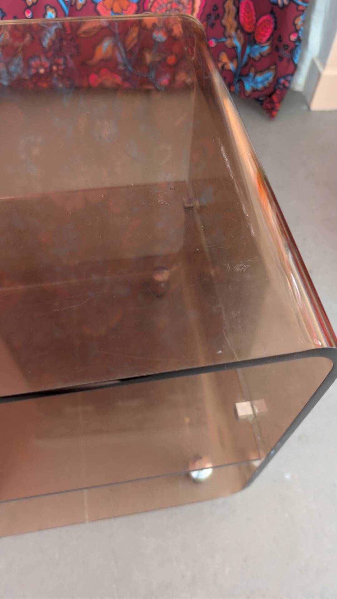 Smoked plexiglass side table