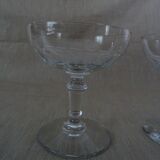 Pair of old champagne glasses crystal faceted louis Philippe