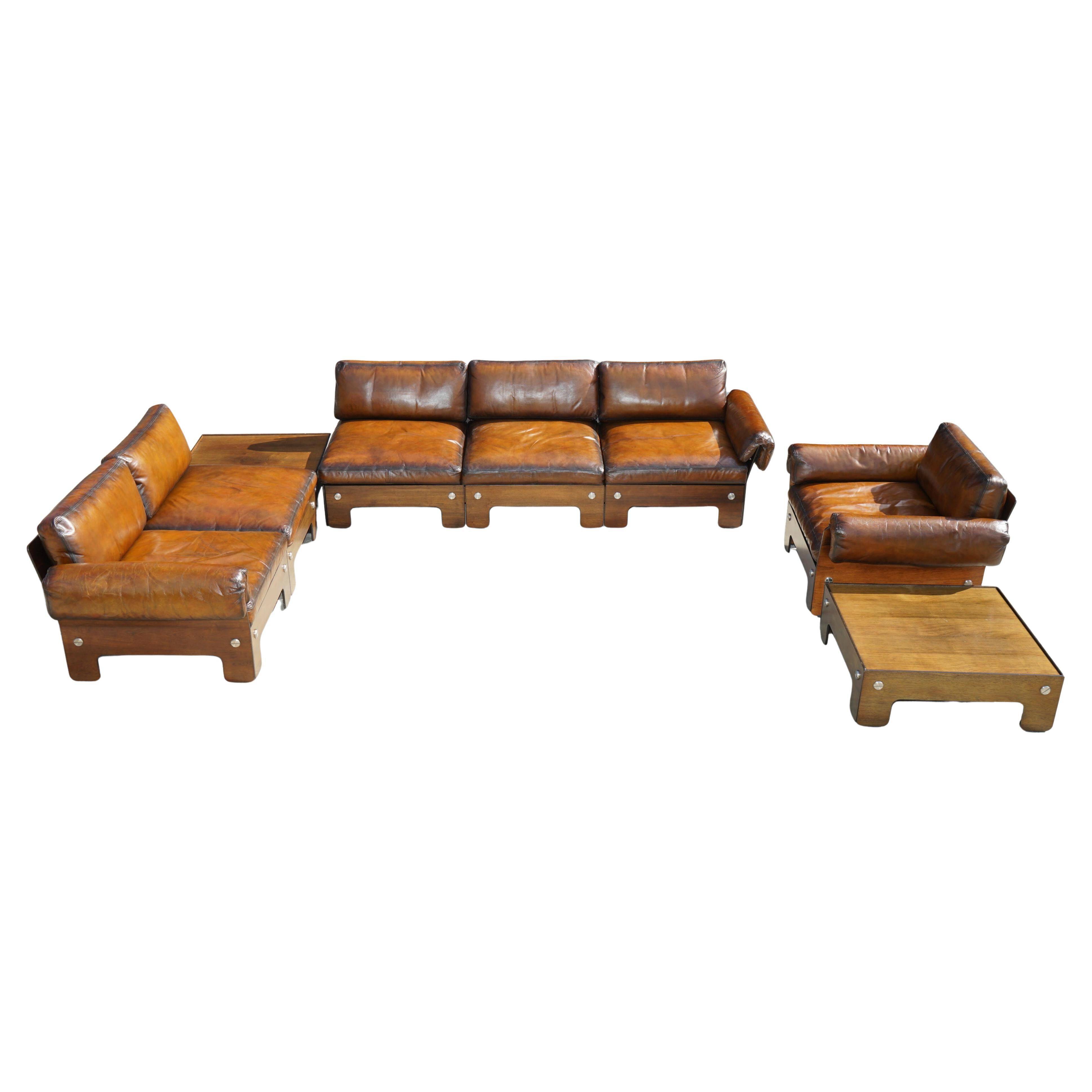 Sigurd Ressell for Vatne Mobler Leather Sofa Hardwood Art Deco